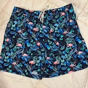 Men’s XL Sonoma Tropical Flamingo Swim Shorts with ties